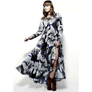 Free People First Kiss Printed Maxi Dress Dark Onyx Combo